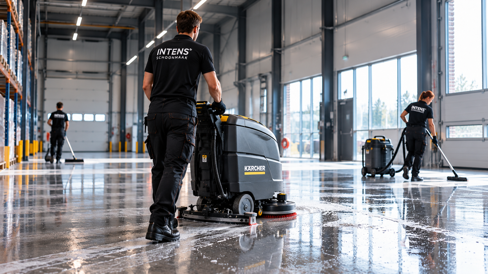 Professionele schoonmaak in bedrijfshal